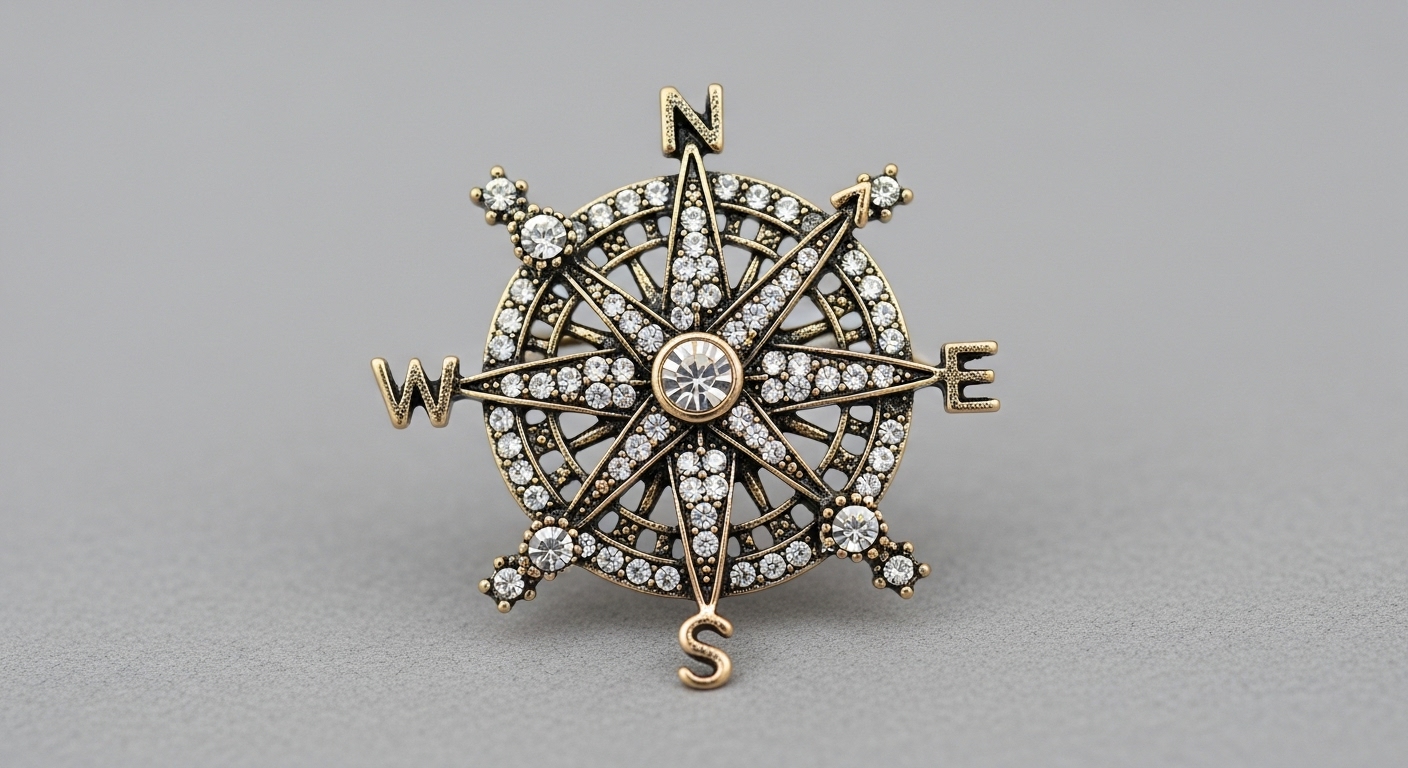 Starlight Compass Brooch - Celestial navigation tool