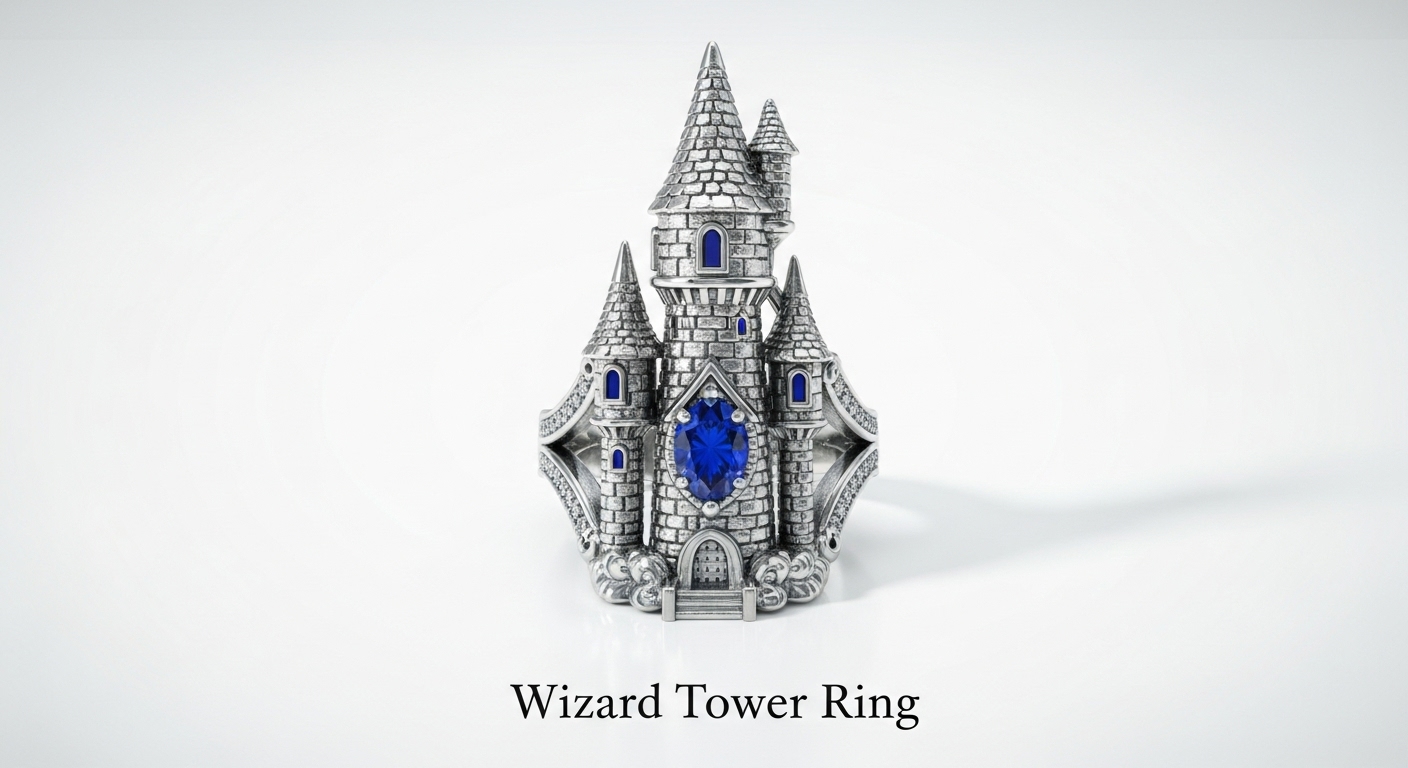 Wizard Tower Ring - Miniature replica of the Great Wizard Tower